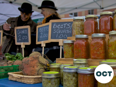 Preserves displayed on a table